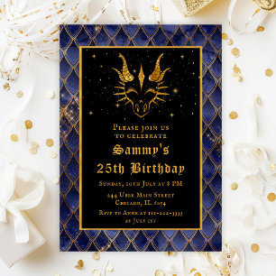 Invitation Fête d'anniversaire du Dragon d'Or aux Écailles Bl