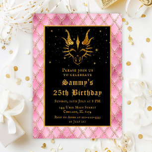 Invitation Fête d'anniversaire du Dragon d'Or avec des écaill