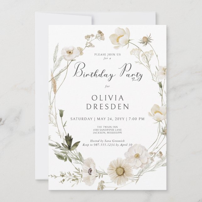 Invitation Fête d'anniversaire du Fleur sauvage ivoirien russ (Devant)