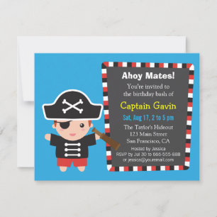 Invitation Fête d'anniversaire du garçon capitaine pirate