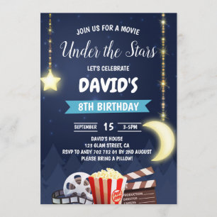 Invitation Fête d'anniversaire du Garçon de nuit du cinéma ex