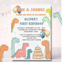 Fête d'anniversaire du garçon Dinosaur One-A-Sauru