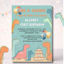 Fête d'anniversaire du garçon Dinosaur One-A-Sauru