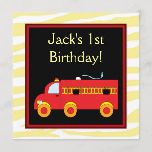 Invitation Fête d'anniversaire du garçon du camion de pompier