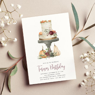 Invitation Fête d'anniversaire du gâteau de couche d'automne