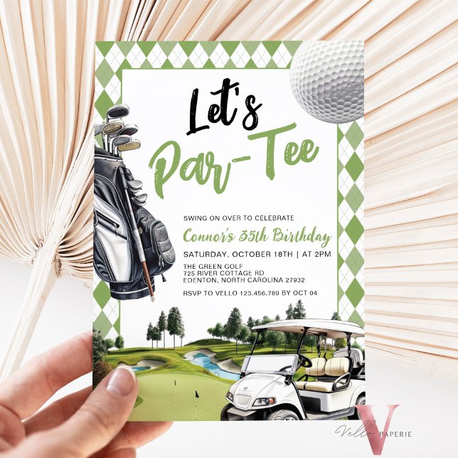 Invitation Fête d'anniversaire du golf Neutral ParkTee (Créateur téléchargé)