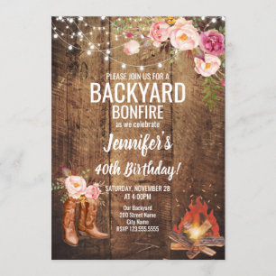 Invitation Fête d'anniversaire du Jardin Floral Bonfire