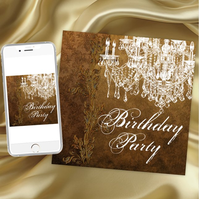 Invitation Fête d'anniversaire du lustre vintage (Chandelier birthday & all occasion invitation. Instant download & printed invitations available.)