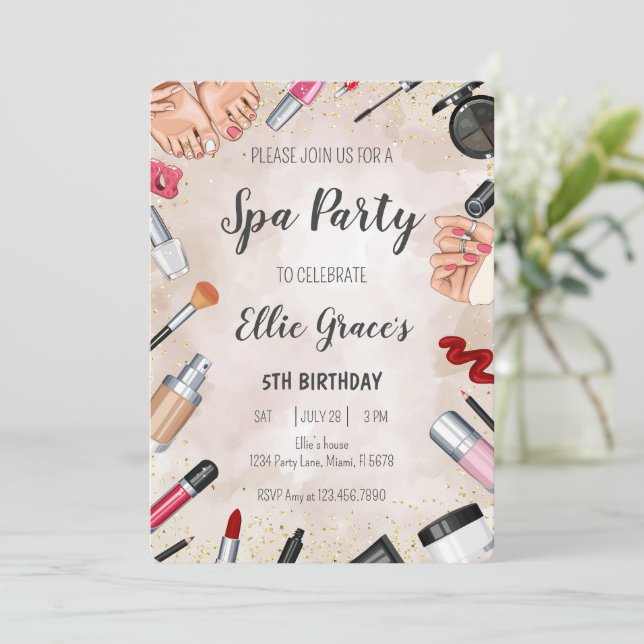 Invitation Fête d'anniversaire du maquillage Spa (Debout devant)