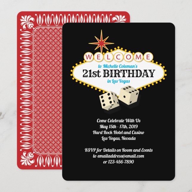Invitation Fête d'anniversaire du Marquis de Las Vegas (Devant / Derrière)