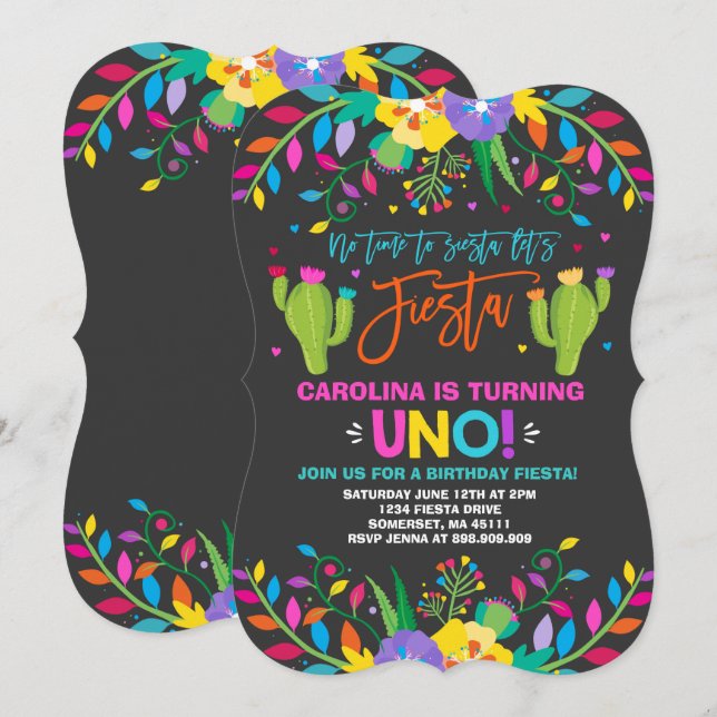 Invitation Fête d'anniversaire du Mexique (Devant / Derrière)
