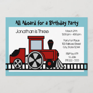 Invitation Fête d'anniversaire du moteur de train rouge