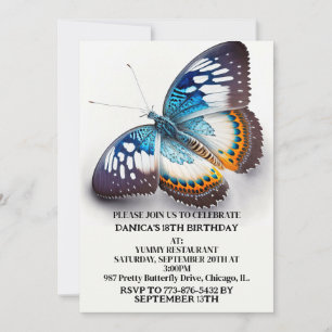Invitation Fête d'anniversaire du papillon super créatif