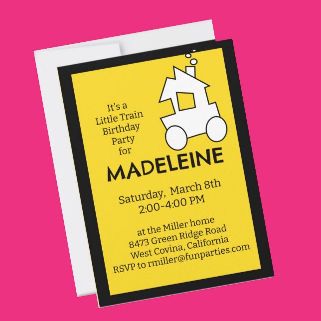 Invitation Fête d'anniversaire du petit train (Train Party invite Cover)
