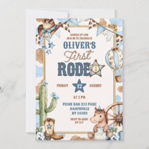 Invitation Fête d'anniversaire du premier rodéo de Blue Cowbo