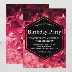 Invitation Fête d'anniversaire du Ruby Rouge Gemstone