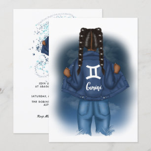 Invitation Fête d'anniversaire du signe du zodiaque Gémeaux a