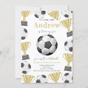 Invitation Fête d'anniversaire du soccer d'aquarelle personne