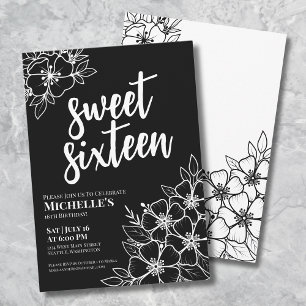 Invitation Fête d'anniversaire du Sweet sixteen Floral modern