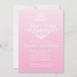 Invitation Fête d'anniversaire du Sweet sixteen rose moderne