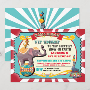 Invitation Fête d'anniversaire du ticket VIP Circus