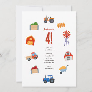 Invitation Fête d'anniversaire du tracteur