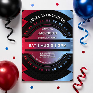 Invitation Fête d'anniversaire d'un adolescent garçon gamer m