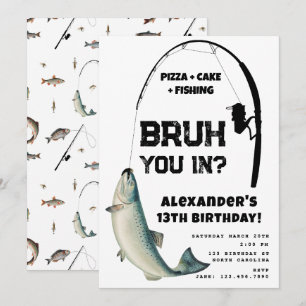 Invitation Fête d'anniversaire d'un adolescent, pêche de Bruh