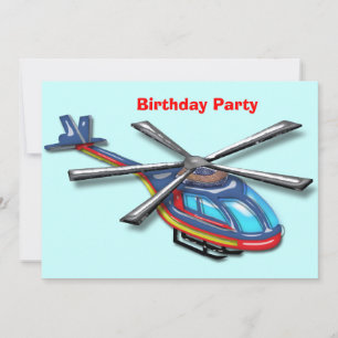 Invitation Fête d'anniversaire d'un hélicoptère volant