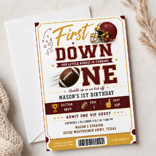 Invitation Fête d'anniversaire d'un rookie Burgundy Gold