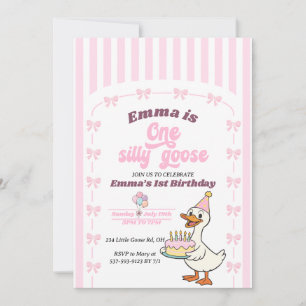 Invitation Fête d'anniversaire d'une fille à l'oie un peu bêt