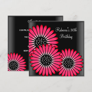 Invitation Fête d'anniversaire élégante 30 ans Fleurs roses n