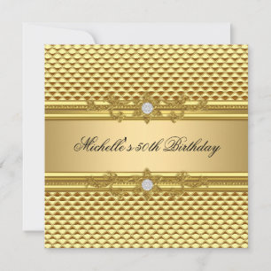 Invitation Fête d'anniversaire élégante 50 ans or diamant joy