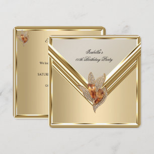 Invitation Fête d'anniversaire élégante ambre caramel beige o