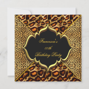 Invitation Fête d'anniversaire élégante Animal sauvage léopar