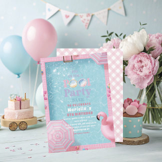 Invitation Fête d'anniversaire élégante aquarelle piscine 5