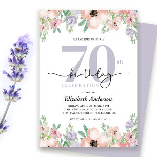 Invitation Fête d'anniversaire élégante aux fleurs pastel pou