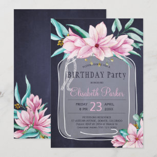 Invitation Fête d'anniversaire élégante avec jarre de maçon f