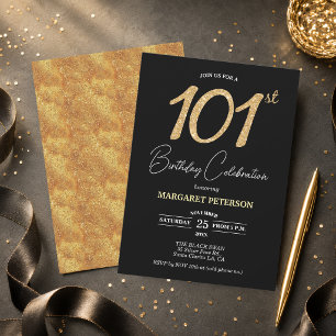 Invitation Fête d'anniversaire élégante avec paillettes noire
