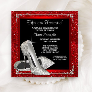 Invitation Fête d'anniversaire élégante avec talons hauts à p