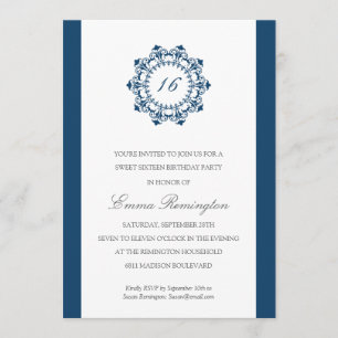 Invitation Fête d'anniversaire élégante de bleu marine