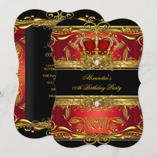 Invitation Fête d'anniversaire élégante de la Reine rouge noi