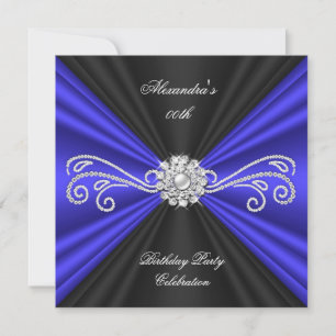 Invitation Fête d'anniversaire élégante diamant bleu noir