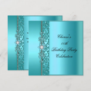 Invitation Fête d'anniversaire élégante diamant bleu sarcelle