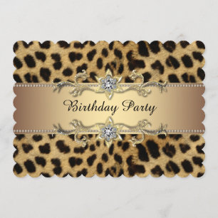 Invitation Fête d'anniversaire élégante du léopard doré