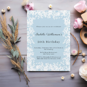 Invitation Fête d'anniversaire élégante en bleu pour l'hiver