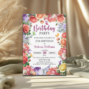 Invitation Fête d'anniversaire élégante et colorée de 27 ans