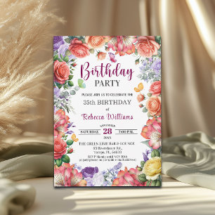 Invitation Fête d'anniversaire élégante et colorée de 35 ans