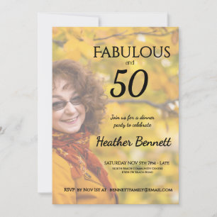 Invitation Fête d'anniversaire élégante et fabuleuse 50Modern
