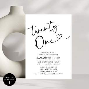 Invitation Fête d'anniversaire élégante et moderne pour 21 an